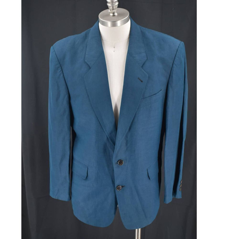 Rene Lezard Dark Teal Two Button Single Breasted Blazer Jacket - 40 R